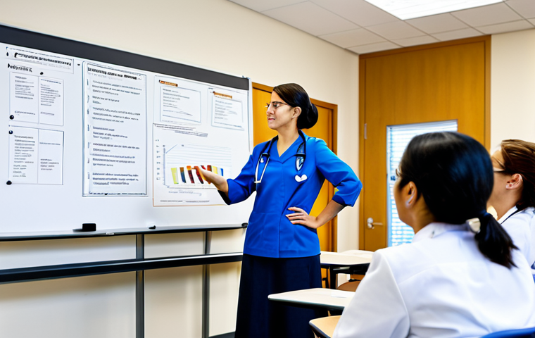 Nursing Research Process**

"A brightly lit, modern classroom setting with a diverse group of nurses attentively listening to a lecture on clinical nursing research. The focus is on a whiteboard displaying the stages of research: Question Selection, Study Design, Data Analysis, and Paper Writing. The instructor, a seasoned nurse researcher, is pointing to a diagram illustrating the research process. The scene should convey learning and professional development. Keywords: professional, educational, safe for work, appropriate content, fully clothed, modest attire, natural pose, perfect anatomy, high quality."

**