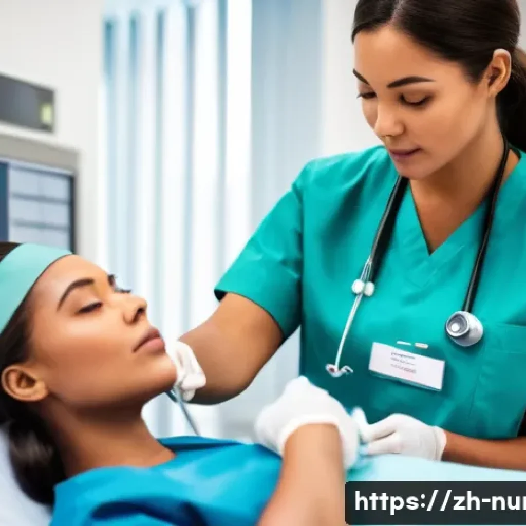 간호사와 간호조무사의 차이 - A professional hospital scene showing a female nurse wearing a clean, modern nursing uniform with a ...