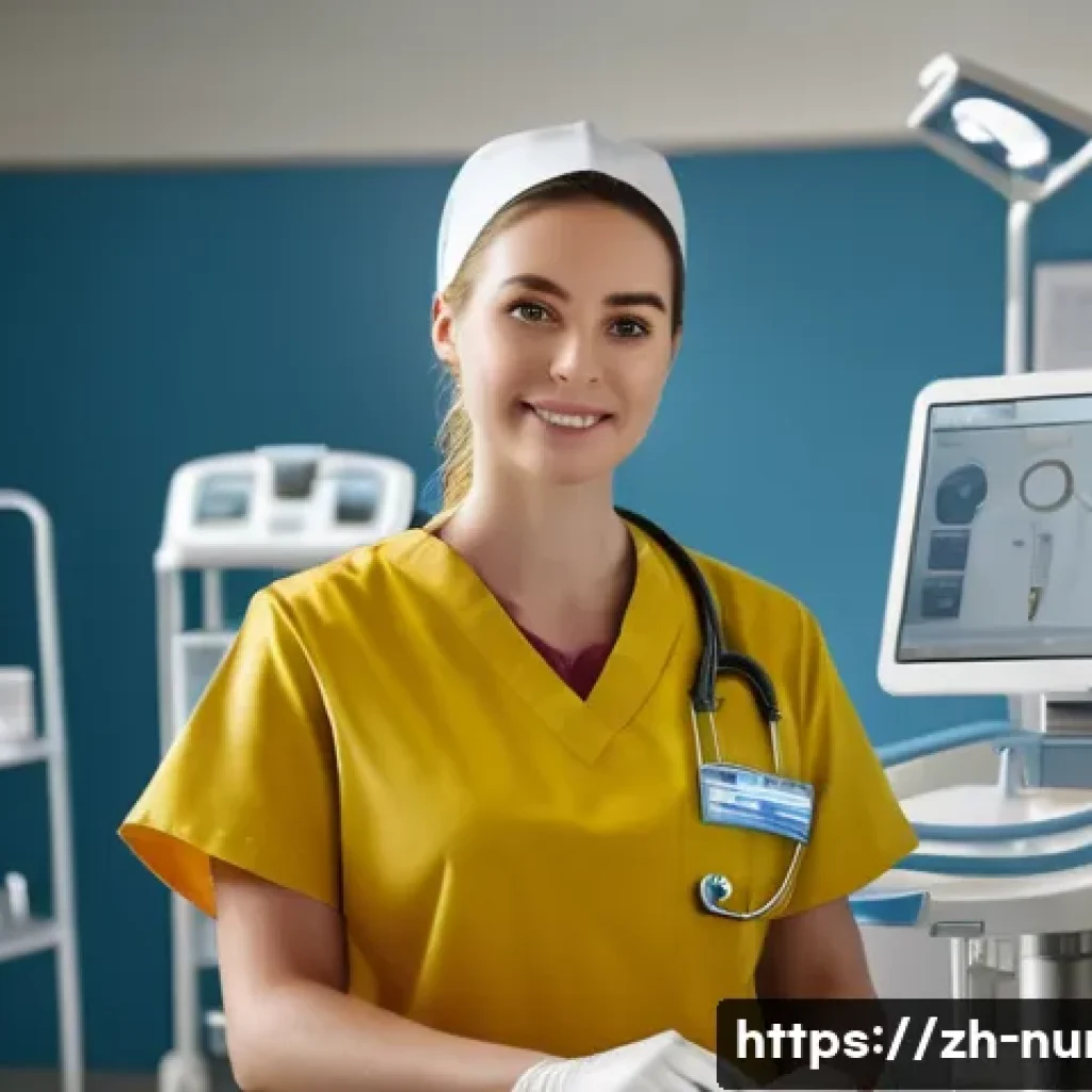간호사의 자기 계발을 위한 도서 추천 - A modern clinical nursing scene in a busy hospital ward, featuring a young female nurse wearing prof...