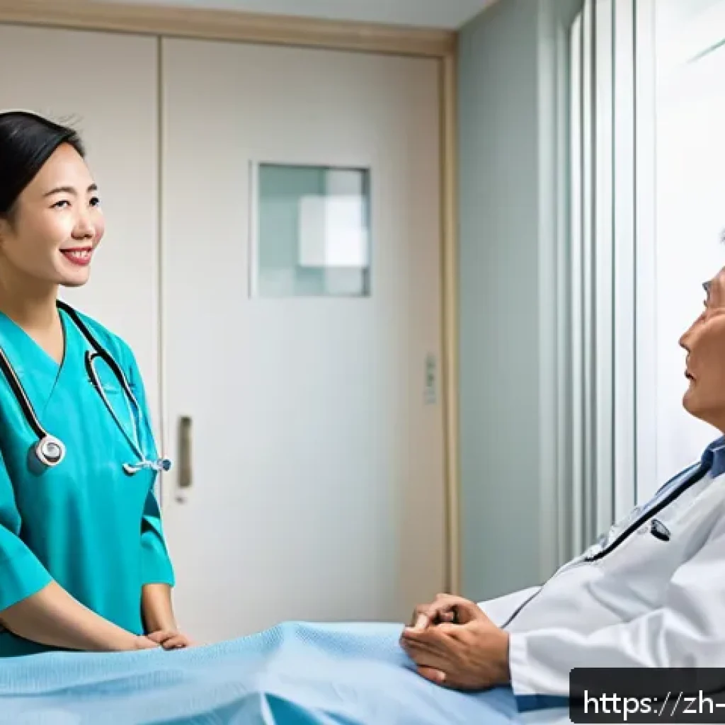 간호사로서의 문화적 민감성 - A compassionate nurse attentively listening to a middle-aged Southeast Asian male patient in a hospi...