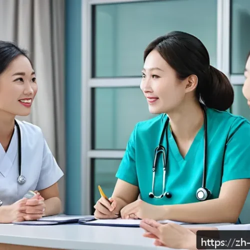 간호사 동료 간의 갈등 해결법 - A professional nursing team gathered in a modern hospital meeting room, actively engaged in a discus...