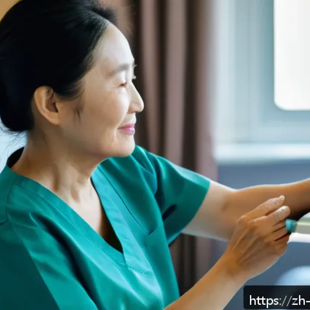 간호사 윤리와 책임 - A compassionate nurse in modern hospital scrubs gently holding the hand of an elderly patient sittin...